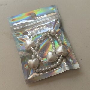 New Velvet Caviar pearl white Heart Phone Charm